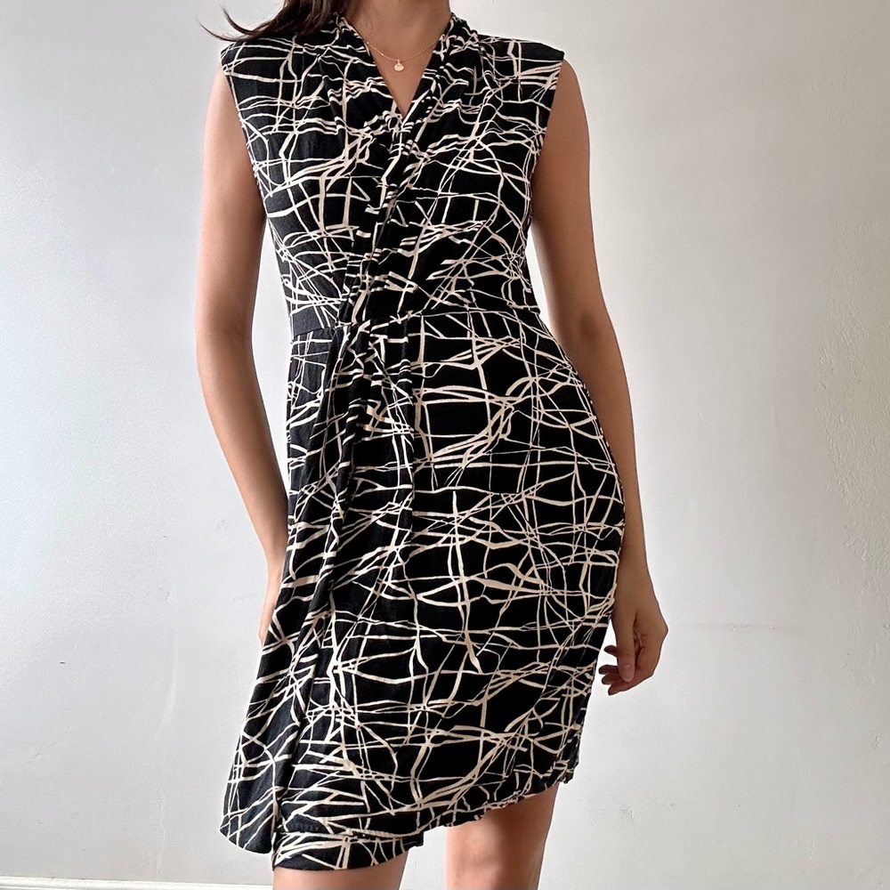 Anne Klein Medium Midi Black and Tan Dress